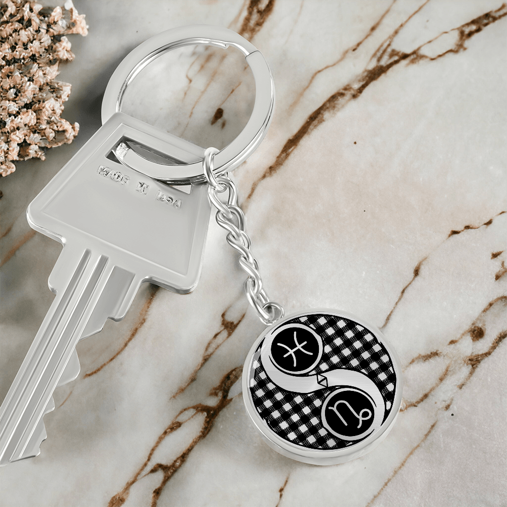 Pisces & Capricorn Keychain, Yin Yang Couples Zodiac Jewelry
