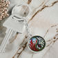 Larkspur Yin Yang Keychain - July Birth Month Flower Pendant Jewelry