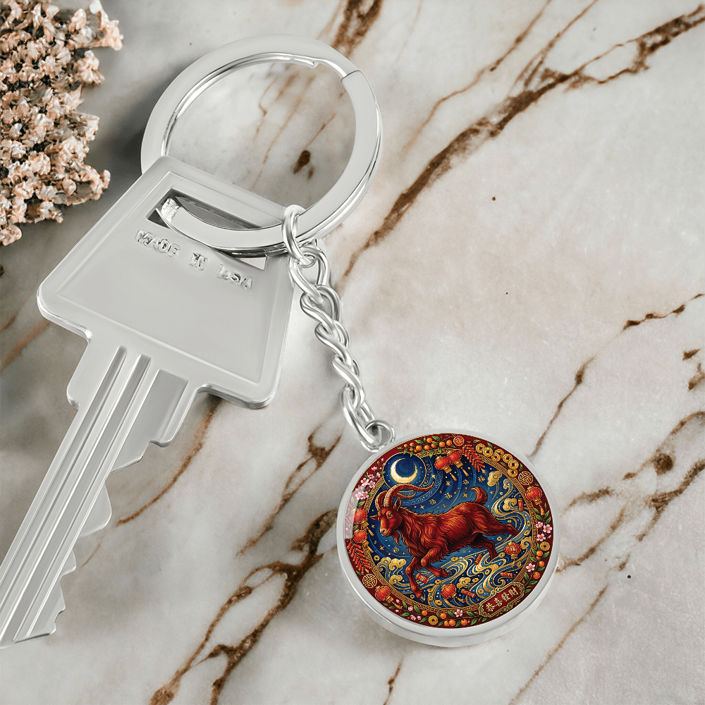 Year of The Goat Keychain - Chinese Zodiac Animal Charm Pendant Jewelry