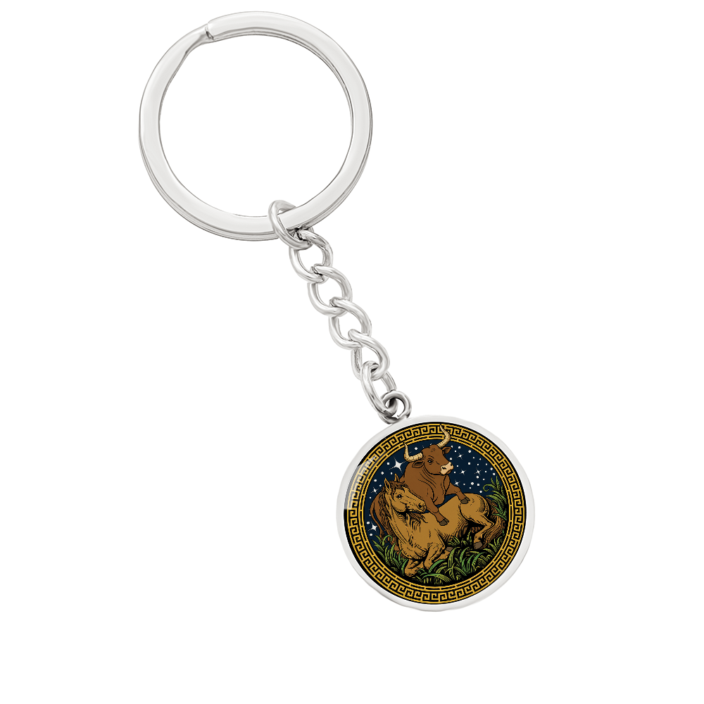 Ox and Horse Keychain - Couples Chinese Zodiac Animal Pendant Jewelry