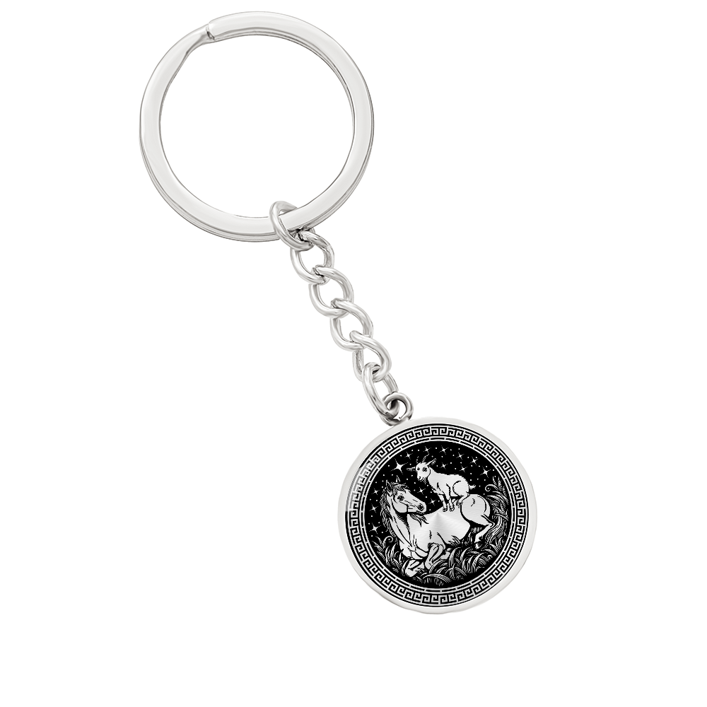 Goat and Horse Keychain - Couples Chinese Zodiac Animal Pendant Jewelry