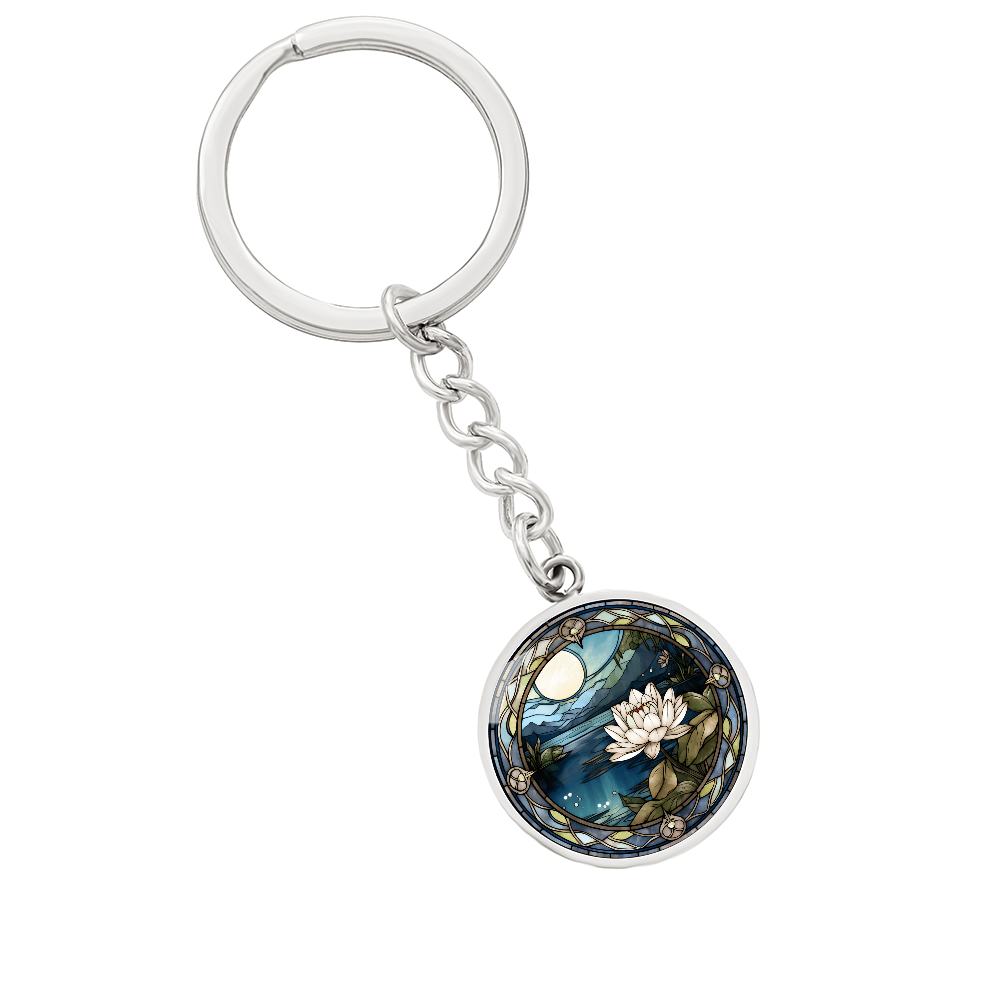 Water Lily Keychain - July Birth Flower Pendant Jewelry