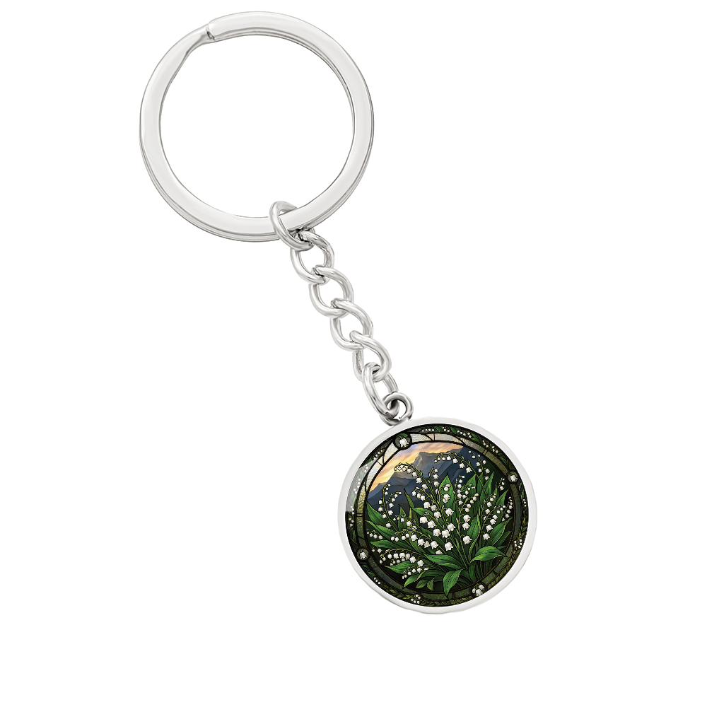 White Lily of the Valley Keychain - May Birth Flower Pendant Jewelry