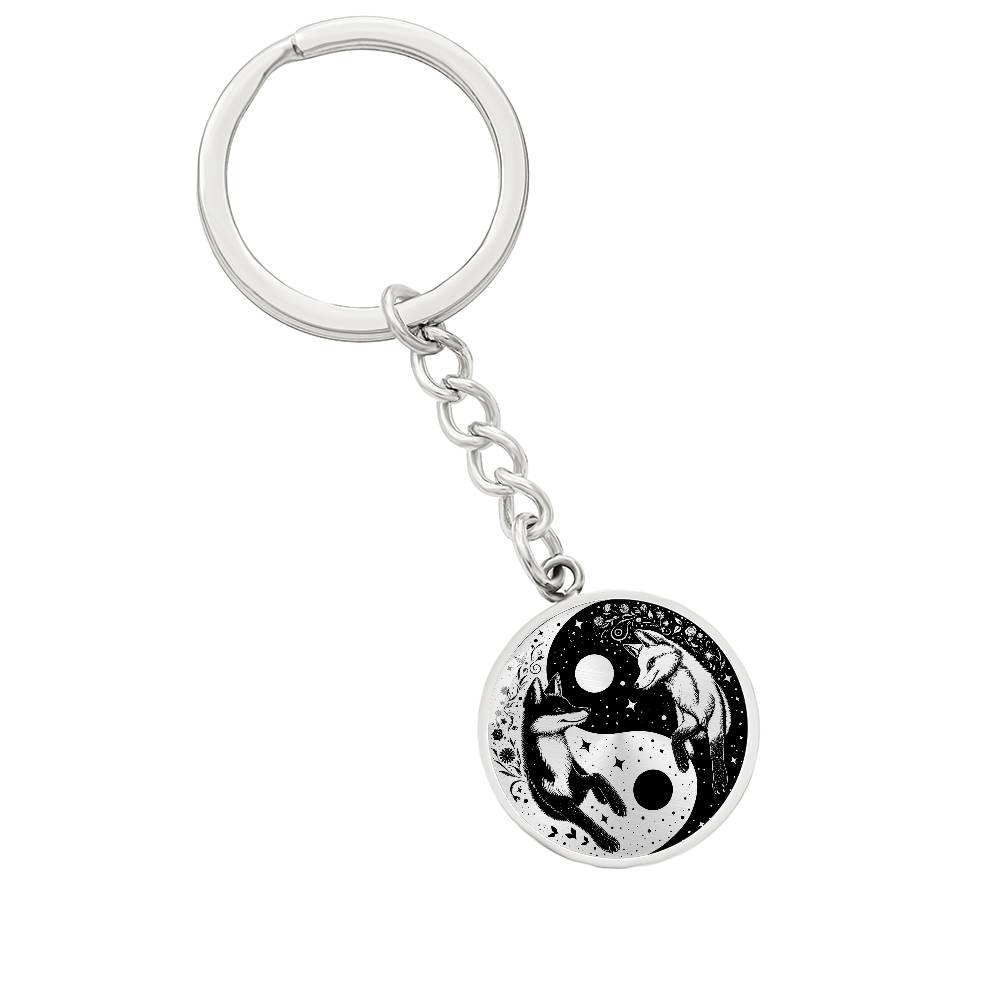 Yin Yang Fox Keychain