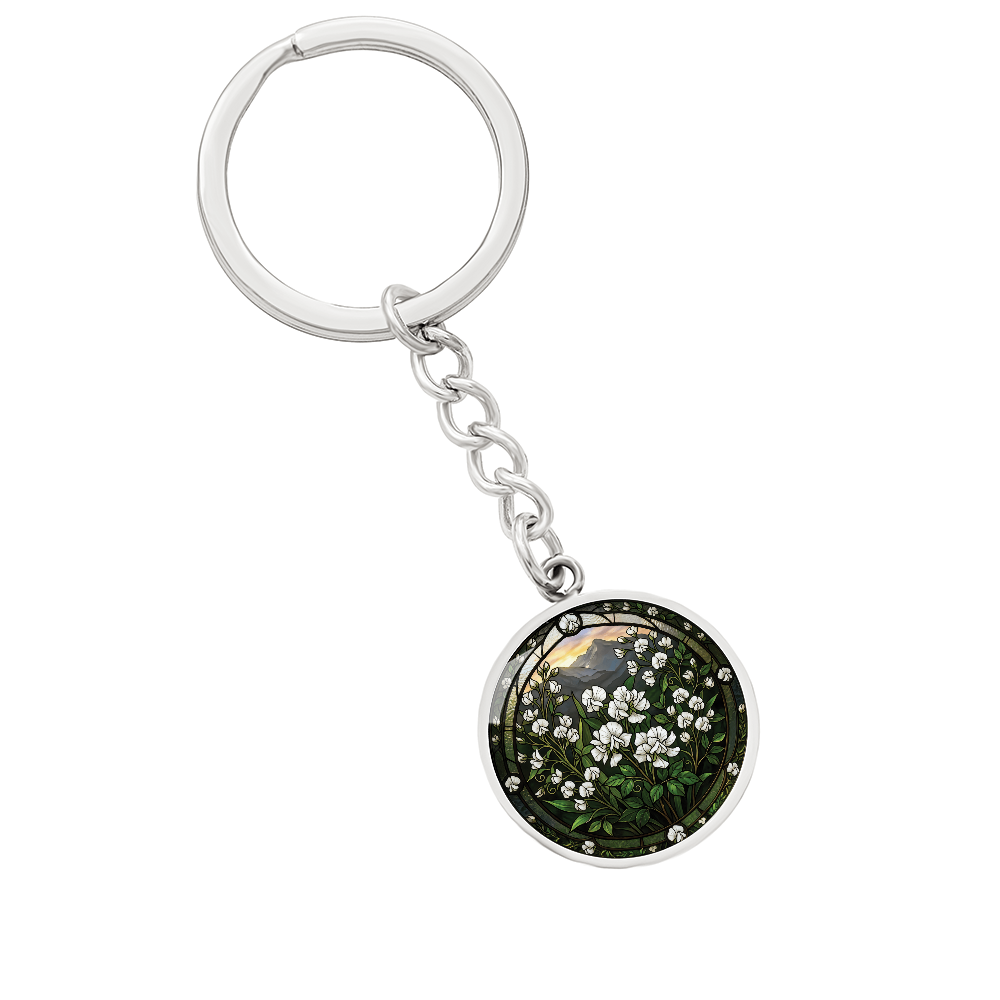 White Sweet Pea Keychain - April Birth Flower Pendant Jewelry