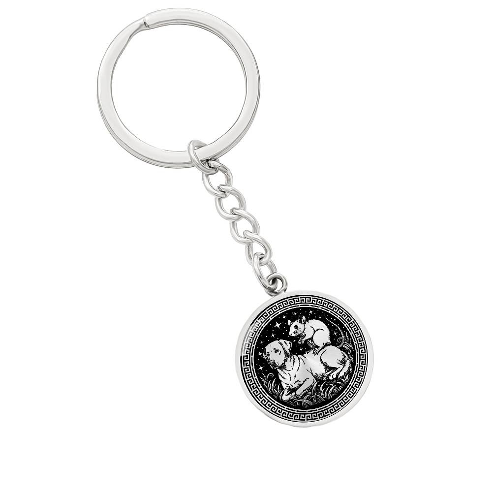 Dog and Rat Keychain - Couples Chinese Zodiac Animal Pendant Jewelry