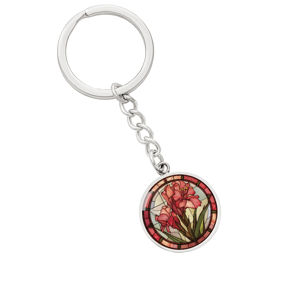 Gladiolus Keychain - August Birth Flower Pendant