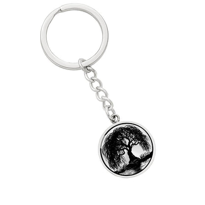 Engraved Weeping Willow Tree Keychain