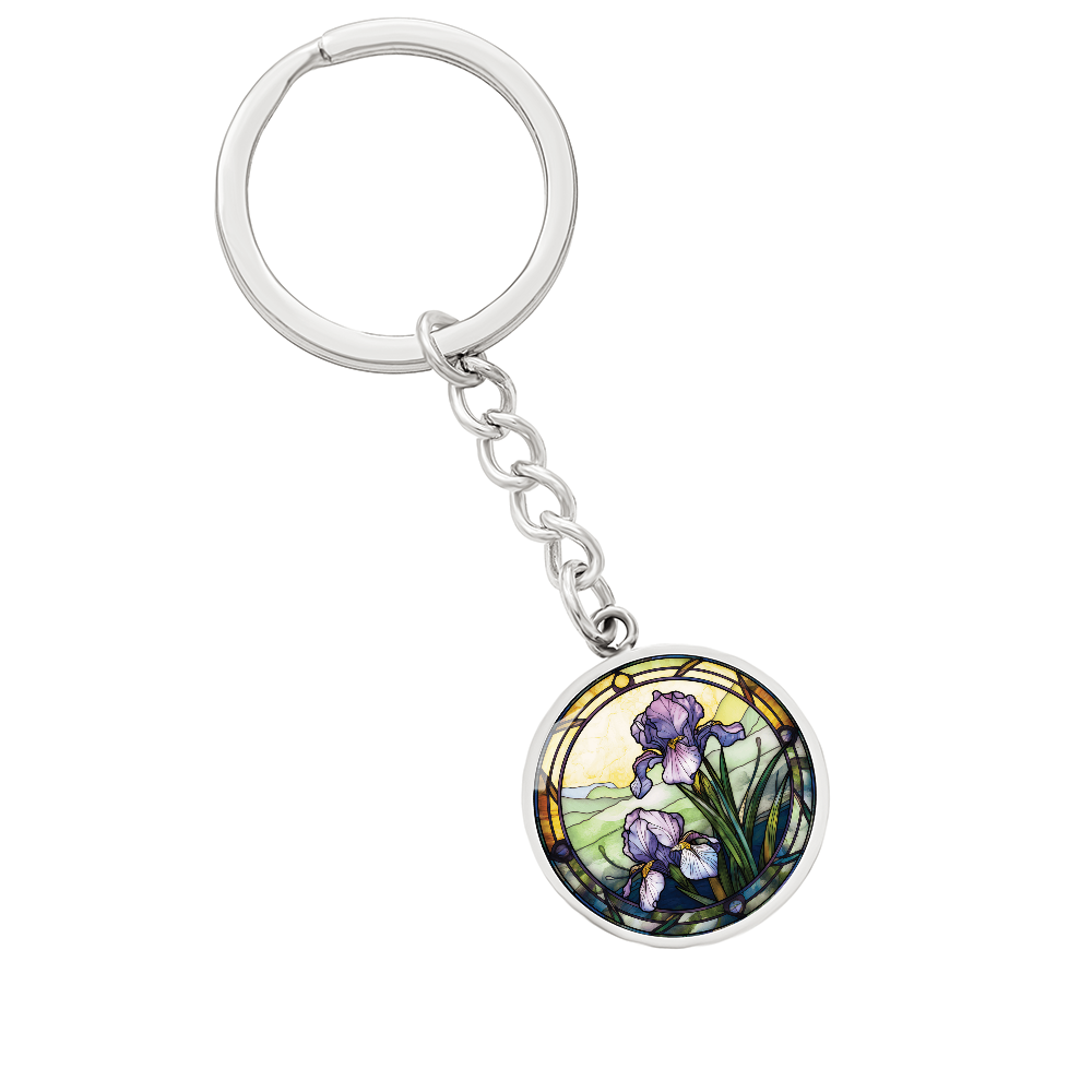Iris Keychain - February Birth Flower Pendant Jewelry