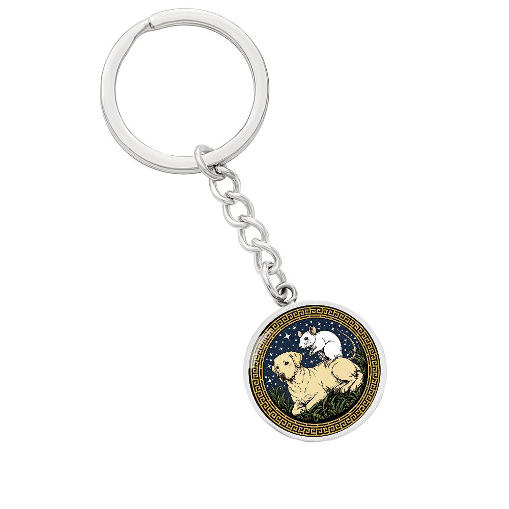 Dog and Rat Keychain - Couples Chinese Zodiac Animal Pendant Jewelry