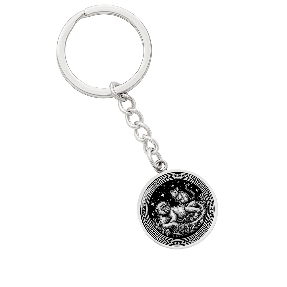 Monkey & Rat Keychain - Couples Chinese Zodiac Animal Pendant Jewelry