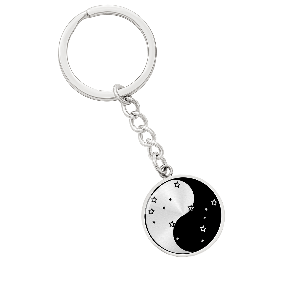 Gemini Yin Yang Pendant Keychain - Zodiac Constellation Jewelry