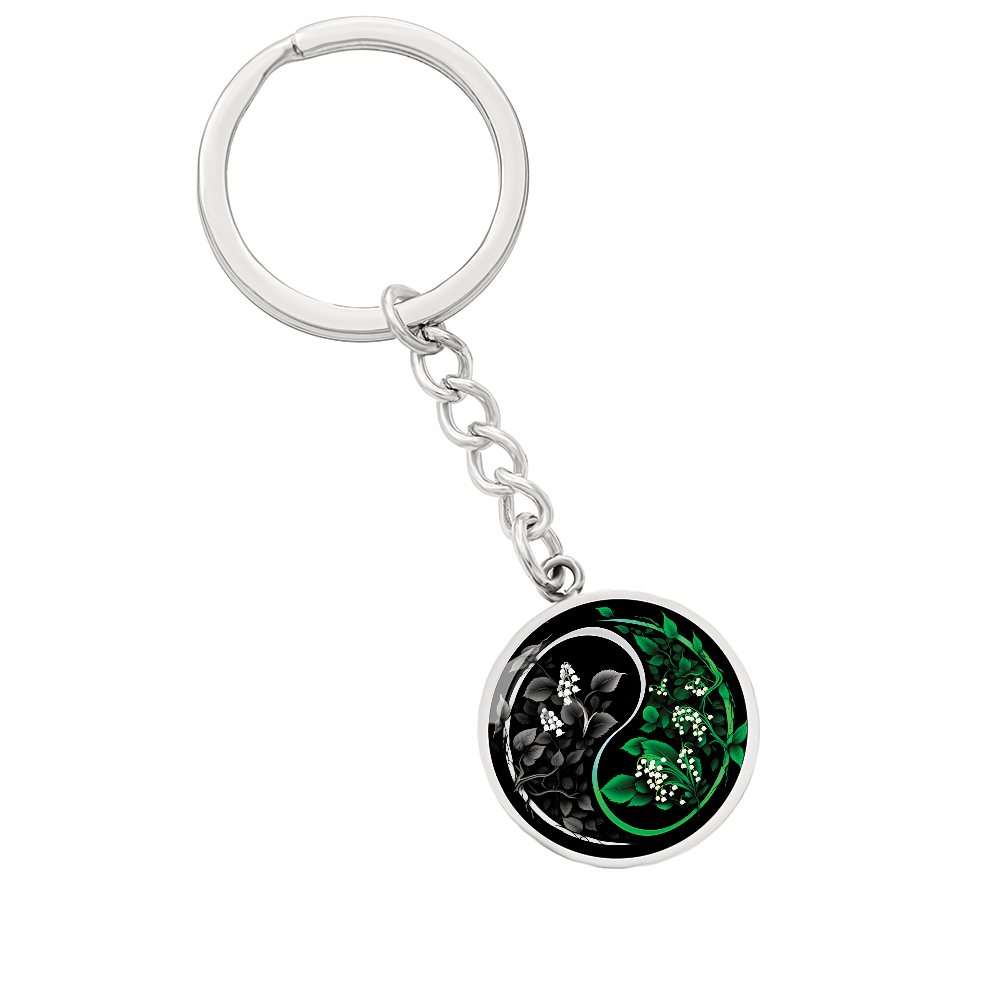 Lily of the Valley Keychain - May Yin Yang Birth Flower Jewelry
