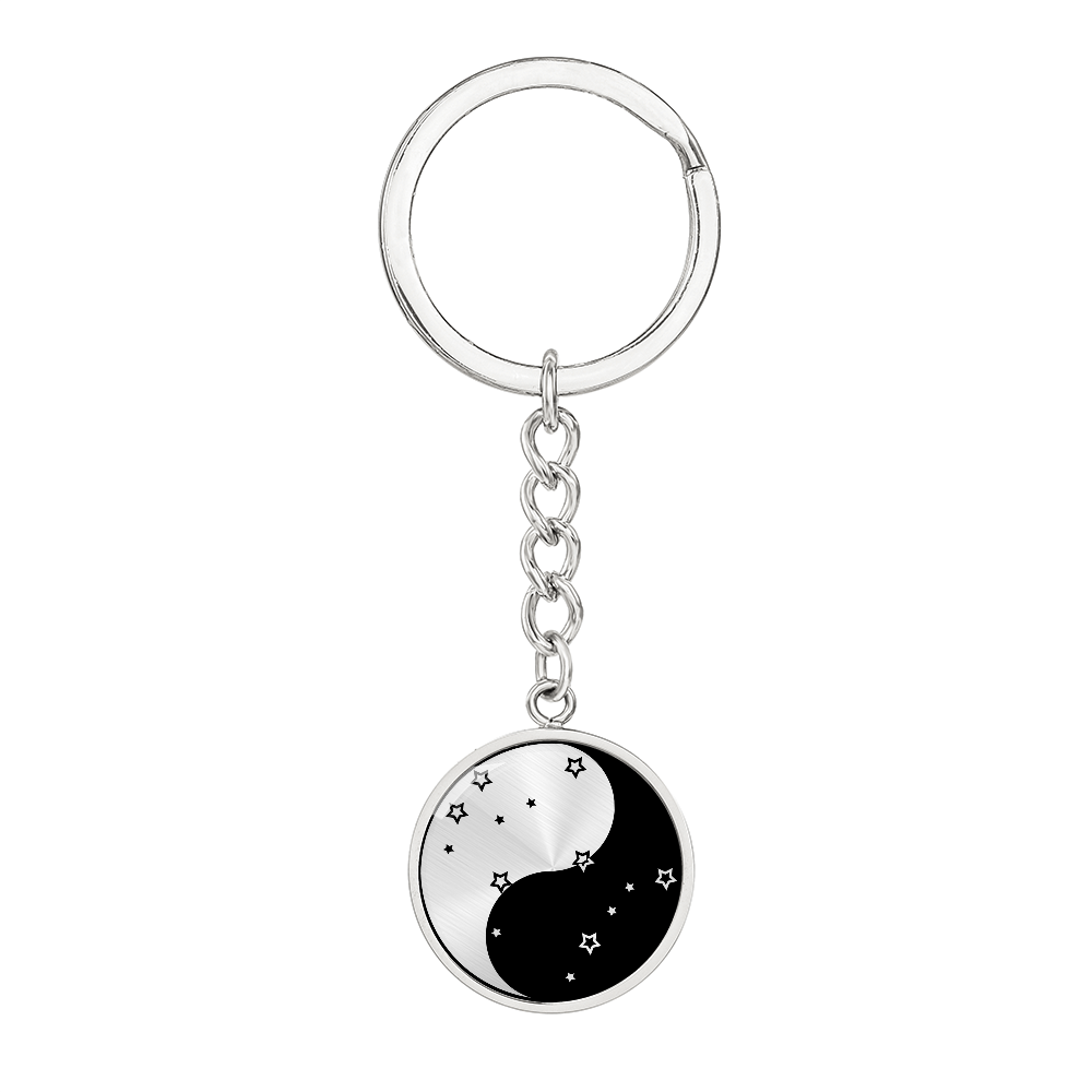 Gemini Yin Yang Pendant Keychain - Zodiac Constellation Jewelry