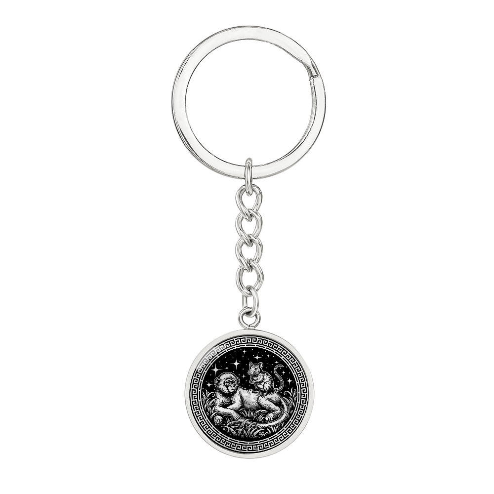 Monkey & Rat Keychain - Couples Chinese Zodiac Animal Pendant Jewelry