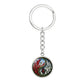 Larkspur Yin Yang Keychain - July Birth Month Flower Pendant Jewelry