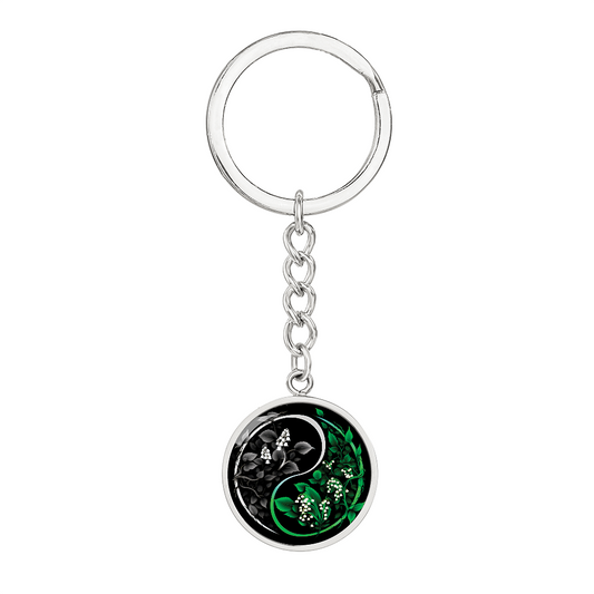 Lily of the Valley Keychain - May Yin Yang Birth Flower Jewelry
