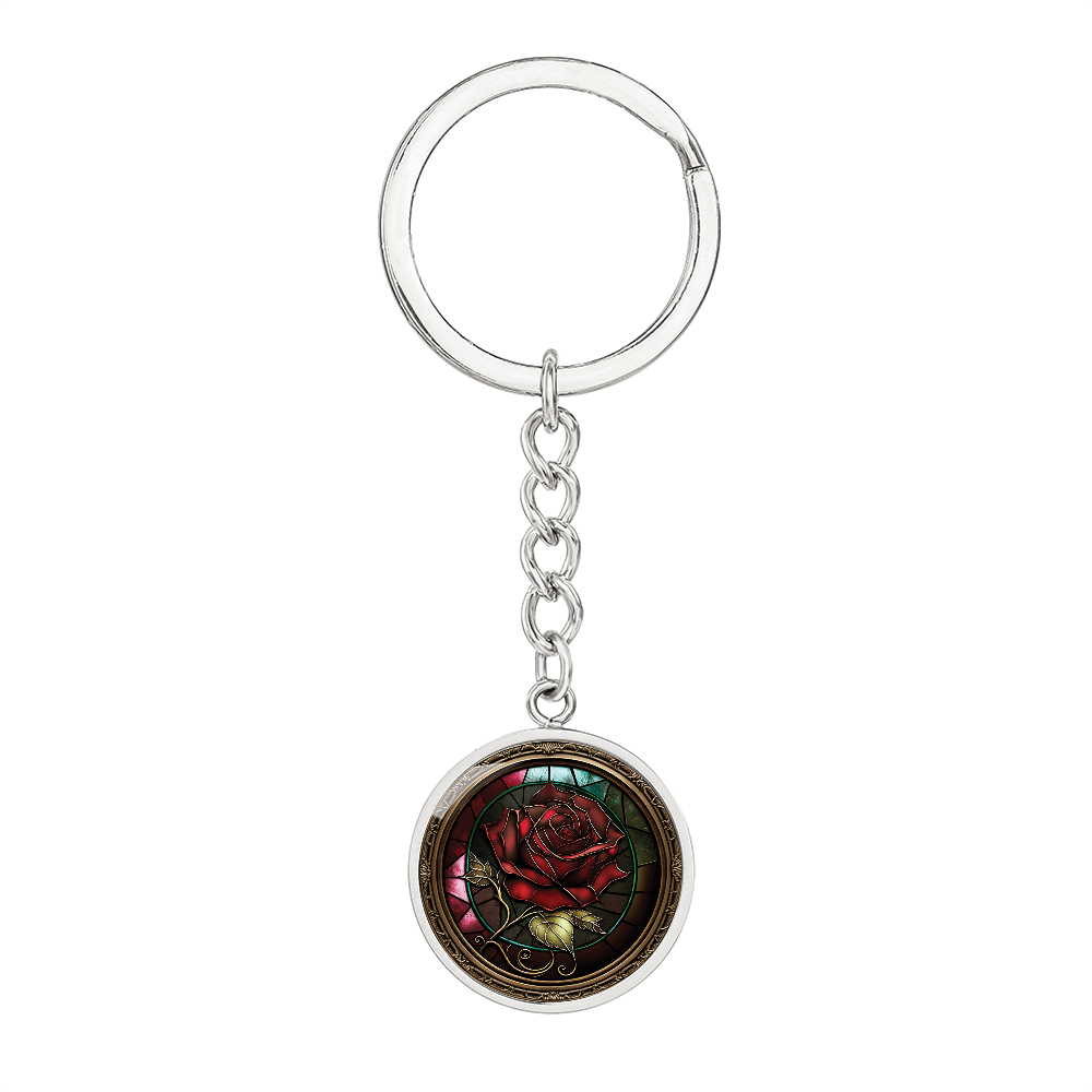 Red Rose Keychain - June Birth Flower Pendant Jewelry