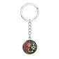 Red and White Morning Glory Yin Yang Keychain - September Birth Month Flower Pendant Jewelry