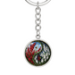 Larkspur Yin Yang Keychain - July Birth Month Flower Pendant Jewelry