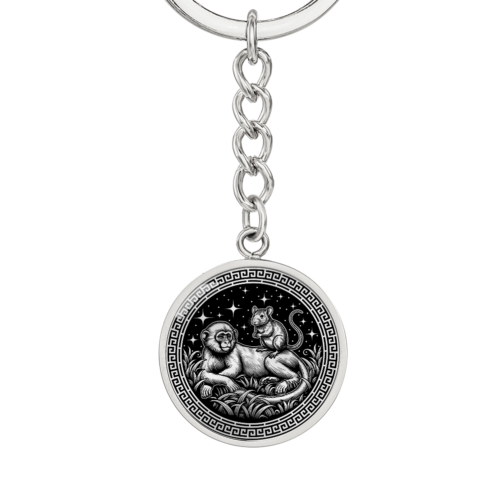 Monkey & Rat Keychain - Couples Chinese Zodiac Animal Pendant Jewelry