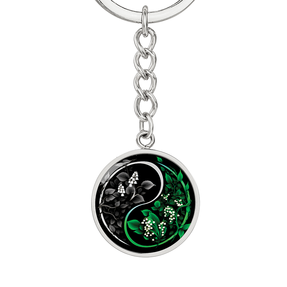 Lily of the Valley Keychain - May Yin Yang Birth Flower Jewelry