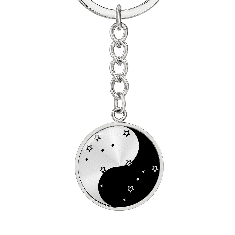 Gemini Yin Yang Pendant Keychain - Zodiac Constellation Jewelry