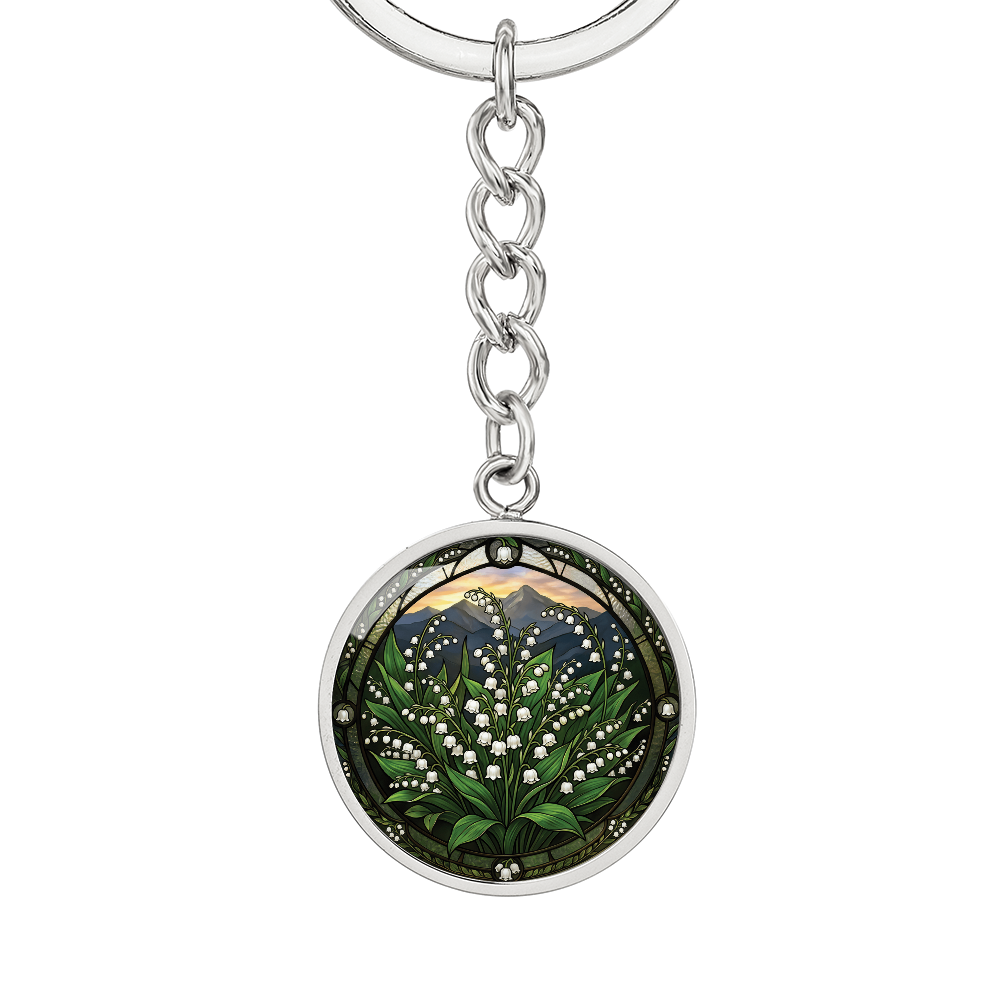 White Lily of the Valley Keychain - May Birth Flower Pendant Jewelry