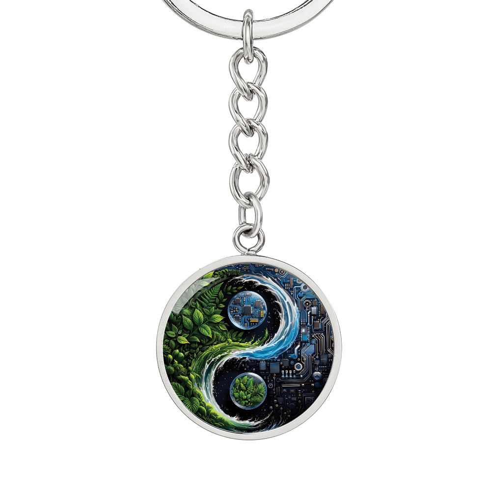 Nature & Circuit Yin Yang Pendant Keychain