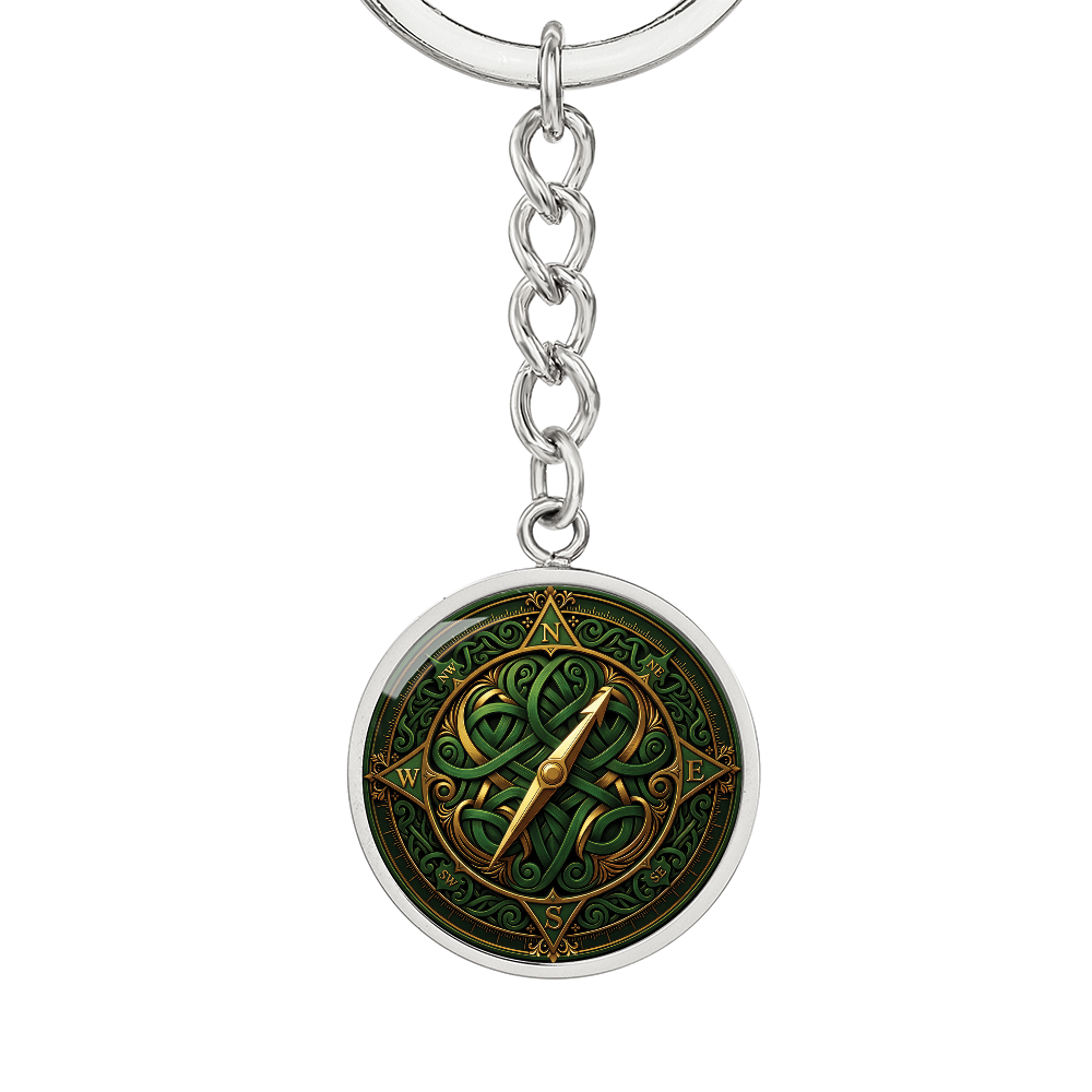 Compass Rose Keychain - Green Celtic Pendant Jewelry