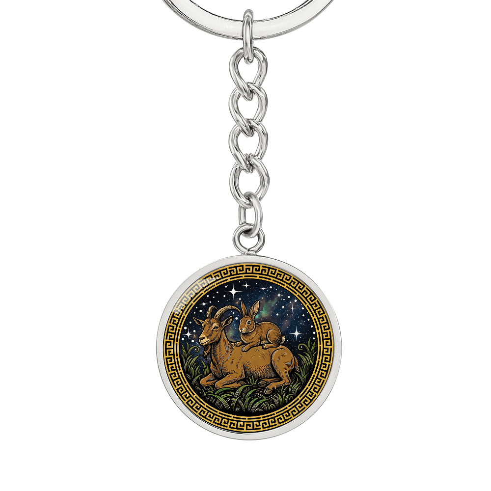 Rabbit & Goat Keychain - Couples Chinese Zodiac Animal Pendant Jewelry