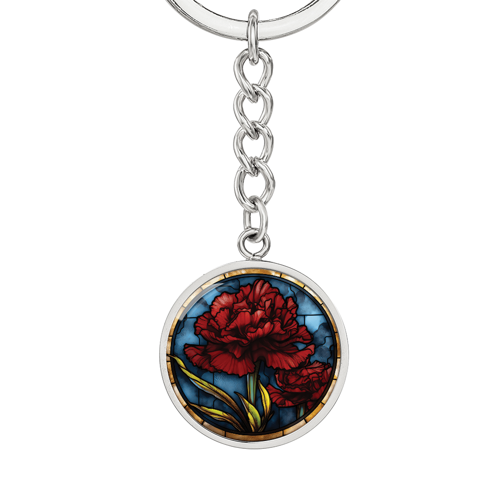 Carnation Keychain - January Birth Flower Pendant Jewelry