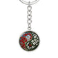 Poppy Yin Yang Keychain - August Birth Month Flower Pendant Jewelry