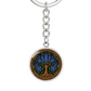 Celtic Tree of Life Pendant Keychain - Larkspur July Birth Flower Jewelry