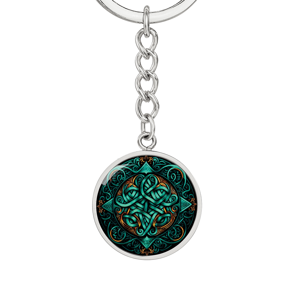 Teal Celtic Knot Keychain - Romantic Pendant Jewelry