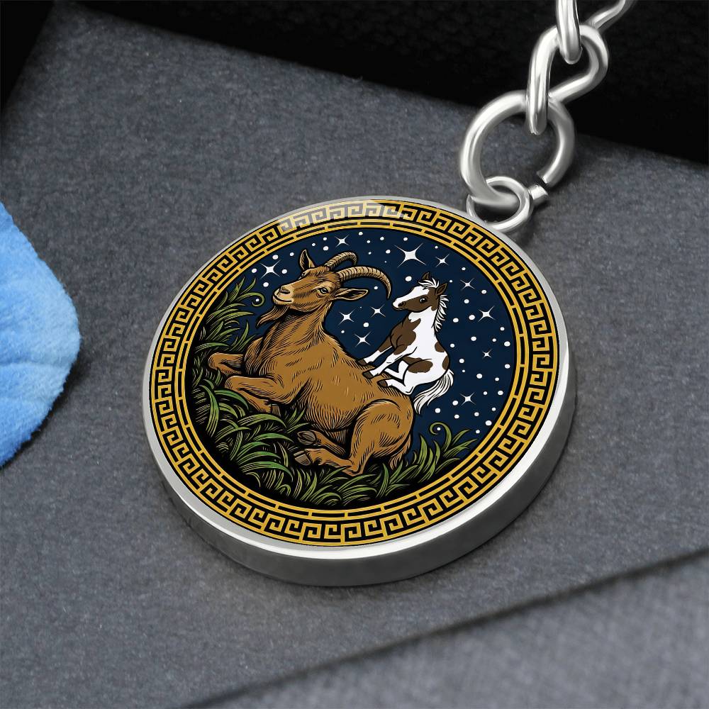 Horse & Goat Keychain - Couples Chinese Zodiac Animal Pendant Jewelry