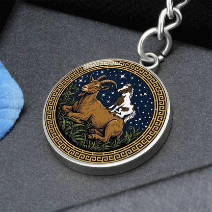 Horse & Goat Keychain - Couples Chinese Zodiac Animal Pendant Jewelry