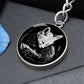 Elegant Silver pendant featuring a Personalized Fox Keychain, With a silver Fox Set against a black background. This jewelry offers Customization with an engraving option for a name.