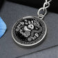 This Year of the dragon keychain. Elegant silver pendant with a rabbit & dragon, is set against a silver backdrop. This jewelry offers personalization with an engraving option for a name.