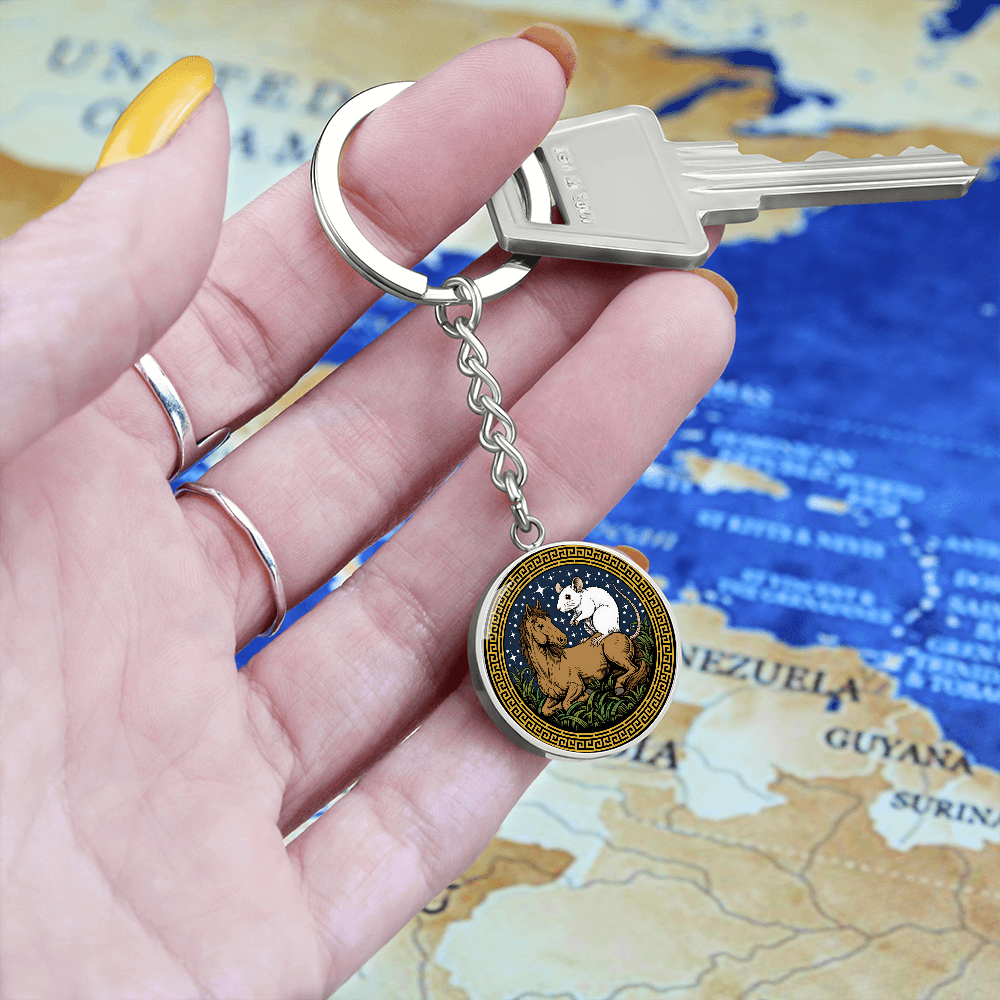 Rat and Horse Keychain - Couples Chinese Zodiac Animal Pendant Jewelry