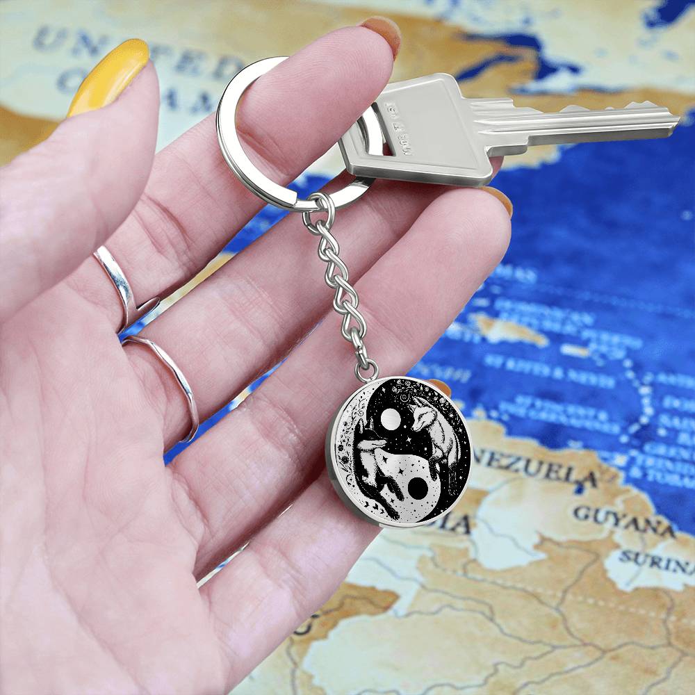 Yin Yang Fox Keychain