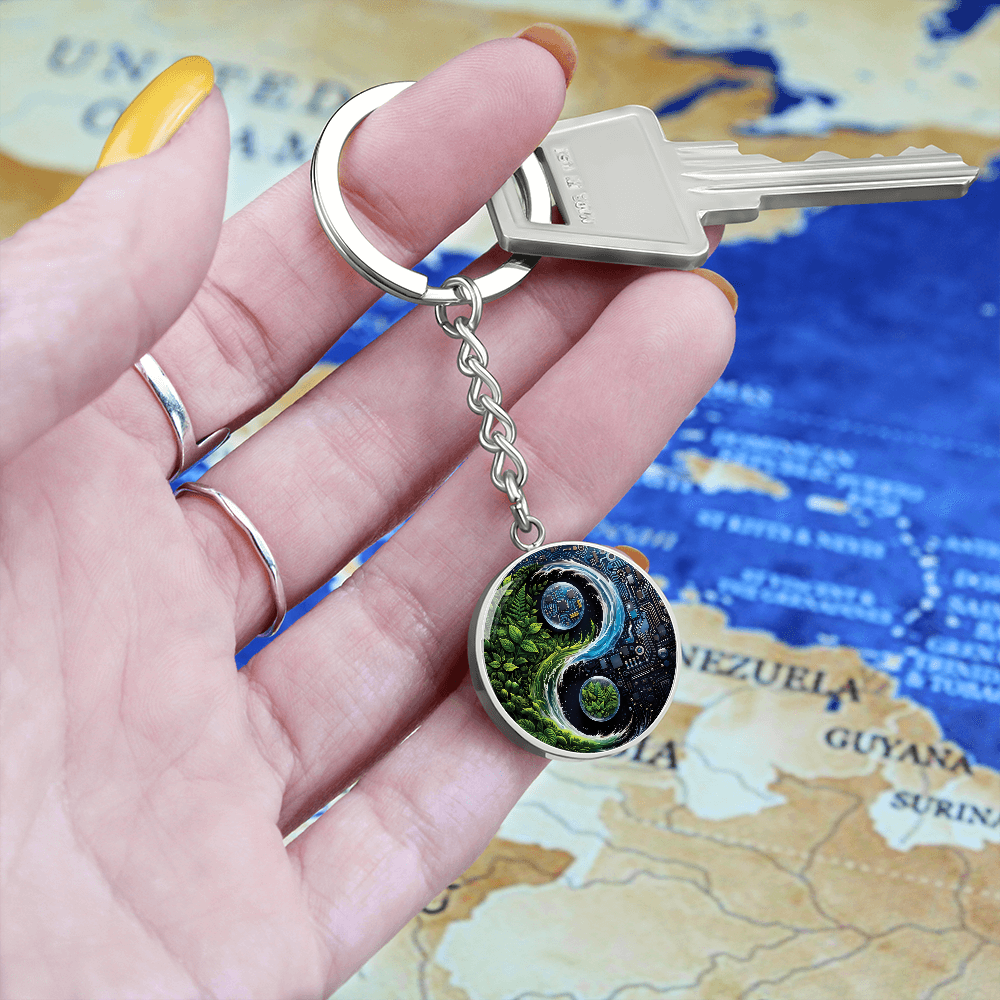 Nature & Circuit Yin Yang Pendant Keychain