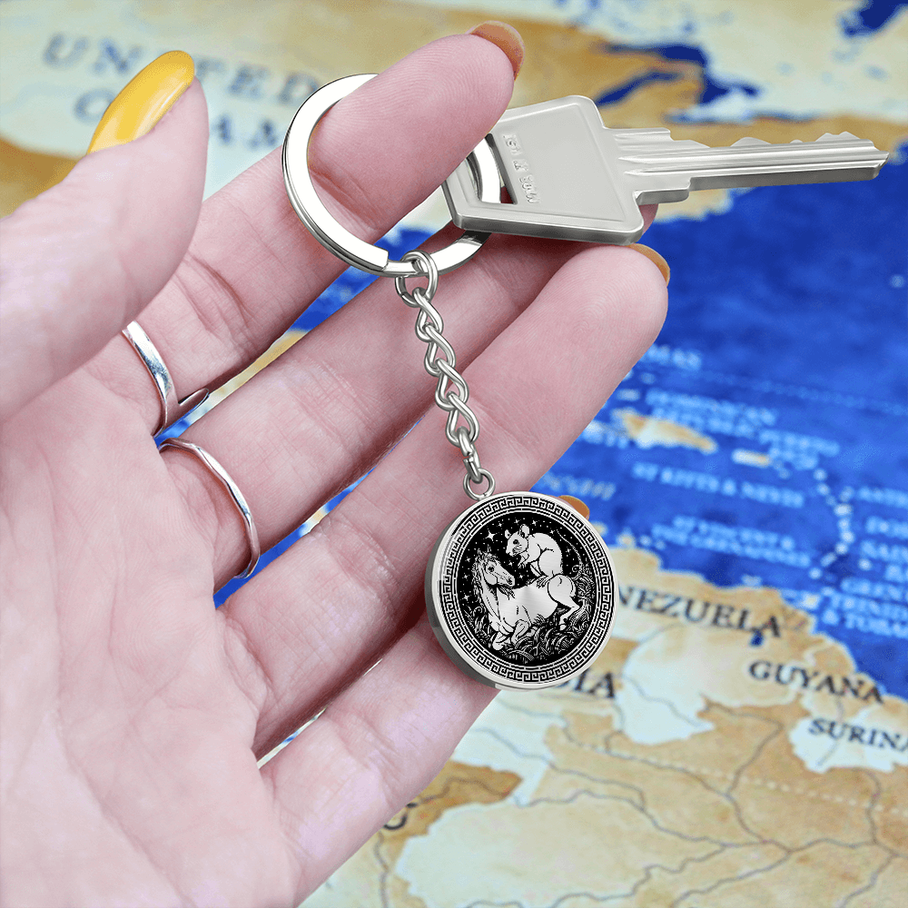 Rat and Horse Keychain - Couples Chinese Zodiac Animal Pendant Jewelry