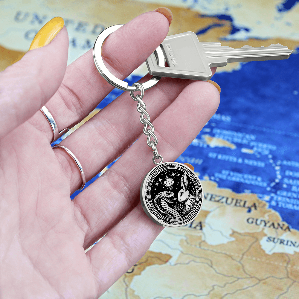Snake & Rabbit Keychain - Couples Chinese Zodiac Pendant Jewelry