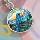 Personalized Mountain Bluebird Keychain, Idaho State Bird Keychain, Blue Bird Charm Pendant, Gold Nature Jewelry Gift For Her or Him