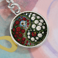 Carnation Yin Yang Keychain - January Birth Month Flower Pendant Jewelry