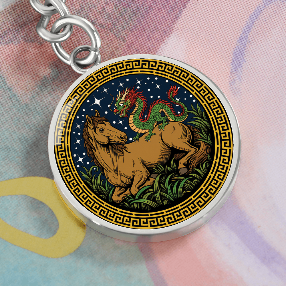 Dragon and Horse Keychain - Couples Chinese Zodiac Animal Pendant Jewelry