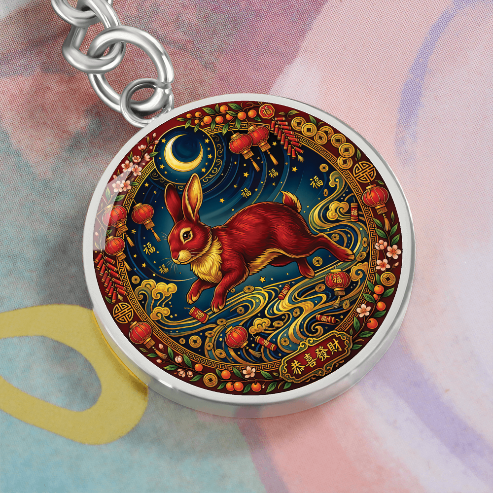 Year of The Rabbit Keychain - Chinese Zodiac Animal Charm Pendant Jewelry