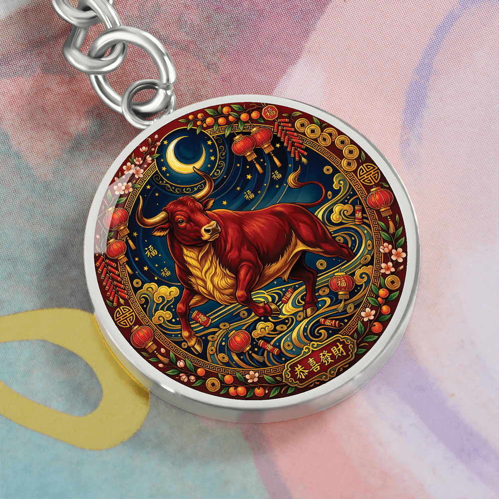 Year of The Ox Keychain - Chinese Zodiac Animal Charm Pendant Jewelry