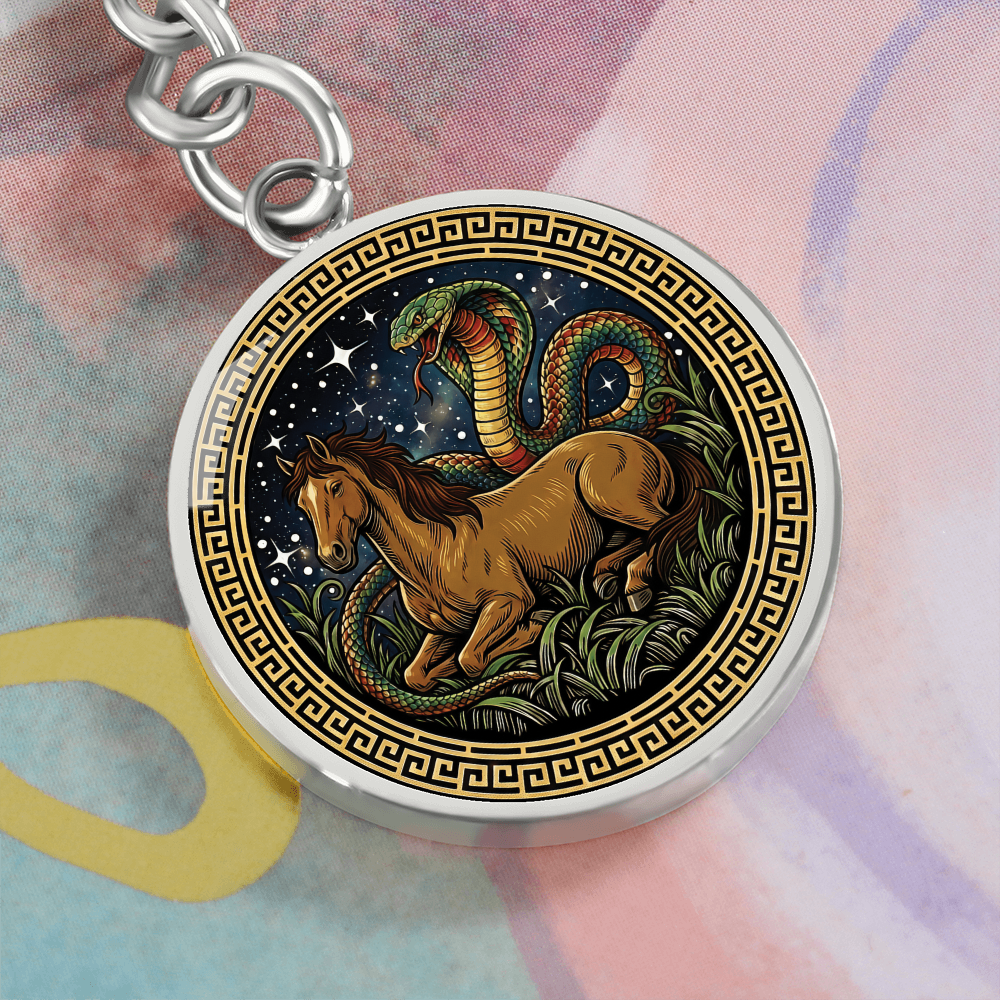 Snake & Horse Keychain - Couples Chinese Zodiac Animal Pendant Jewelry